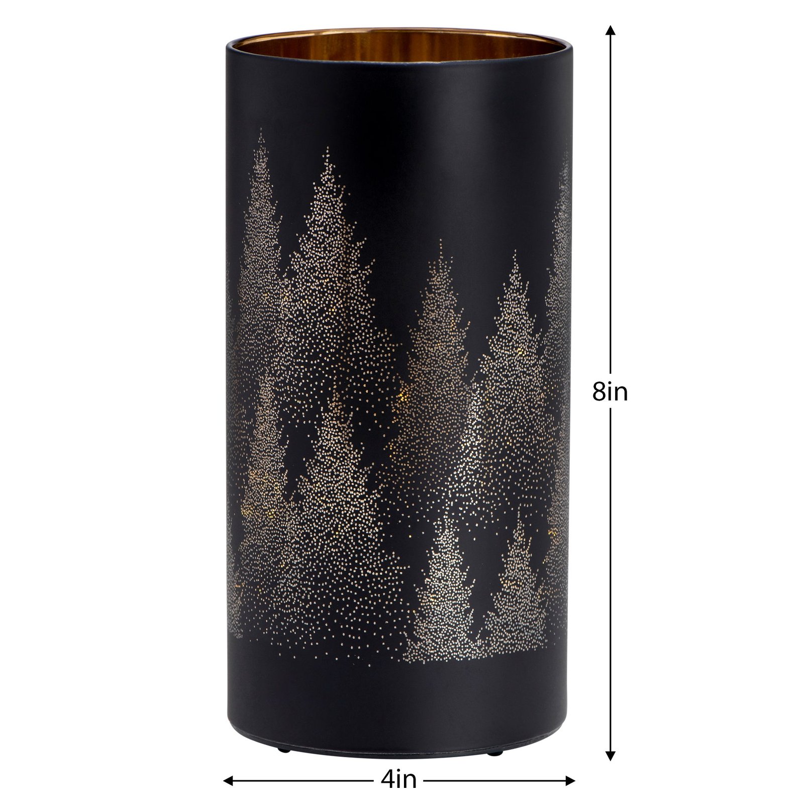 Silhouette Tree Design Black Glass 4x8 Inch LED Hurricane Lamp - Image 3