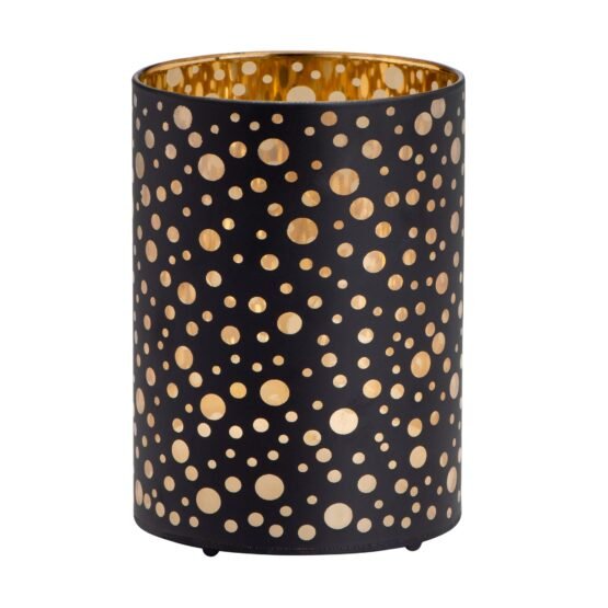 Silhouette Dot Design Black Glass 3.5x5 Inch LED Hurricane Lamp - Image 6
