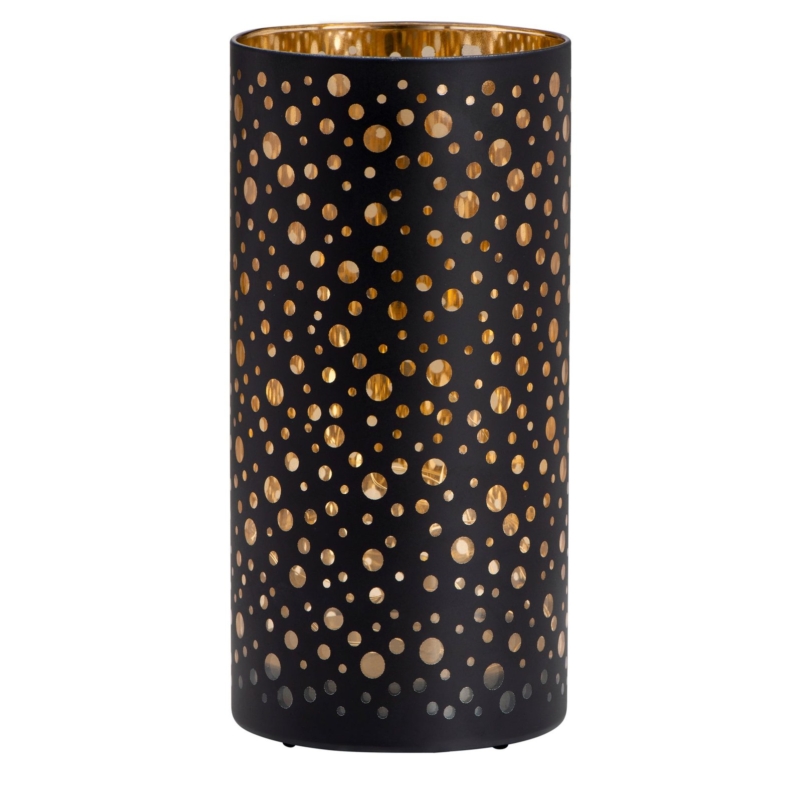 Silhouette Dot Design Black Glass 4x8 Inch LED Hurricane Lamp - Image 6