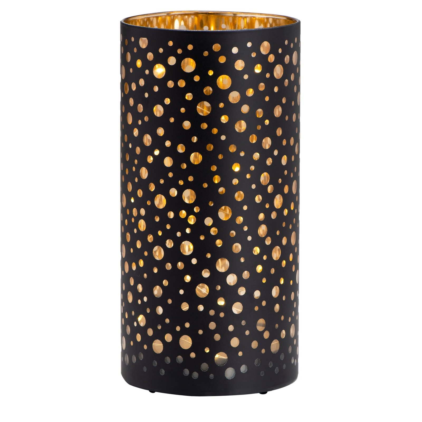 Silhouette Dot Design Black Glass 4x8 Inch LED Hurricane Lamp - Image 7