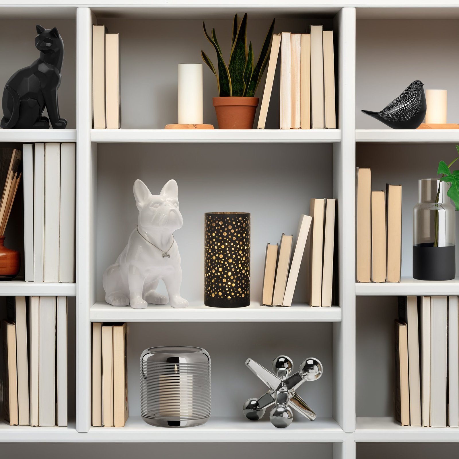 Silhouette Dot Design Black Glass 4x8 Inch LED Hurricane Lamp - Image 5