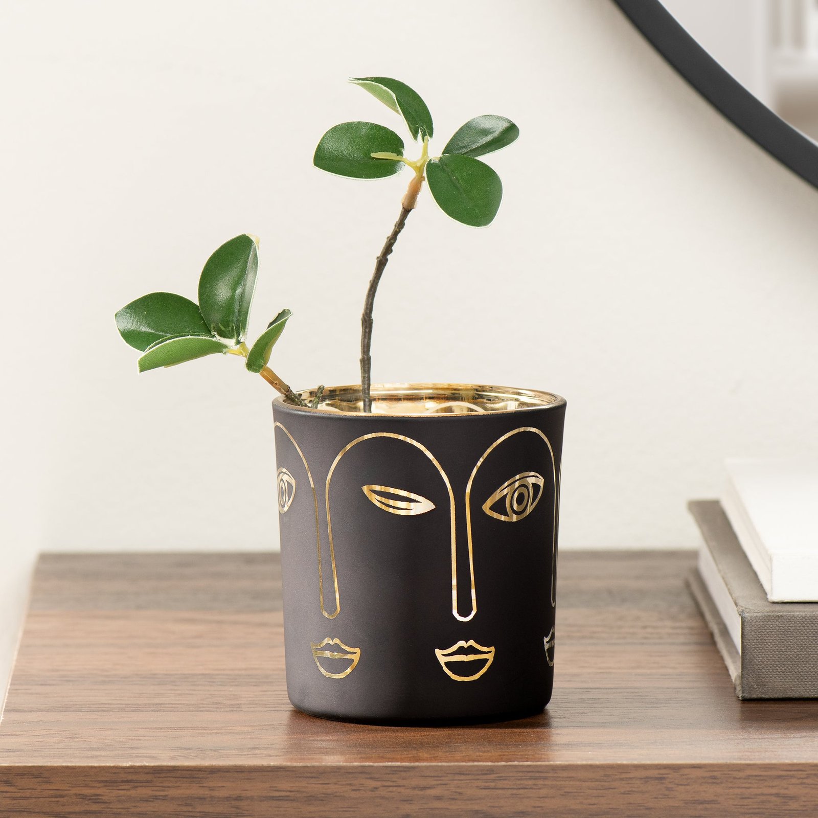 Theos Face Outline 3x3 Inch Glass Hurricane Vase - Image 6