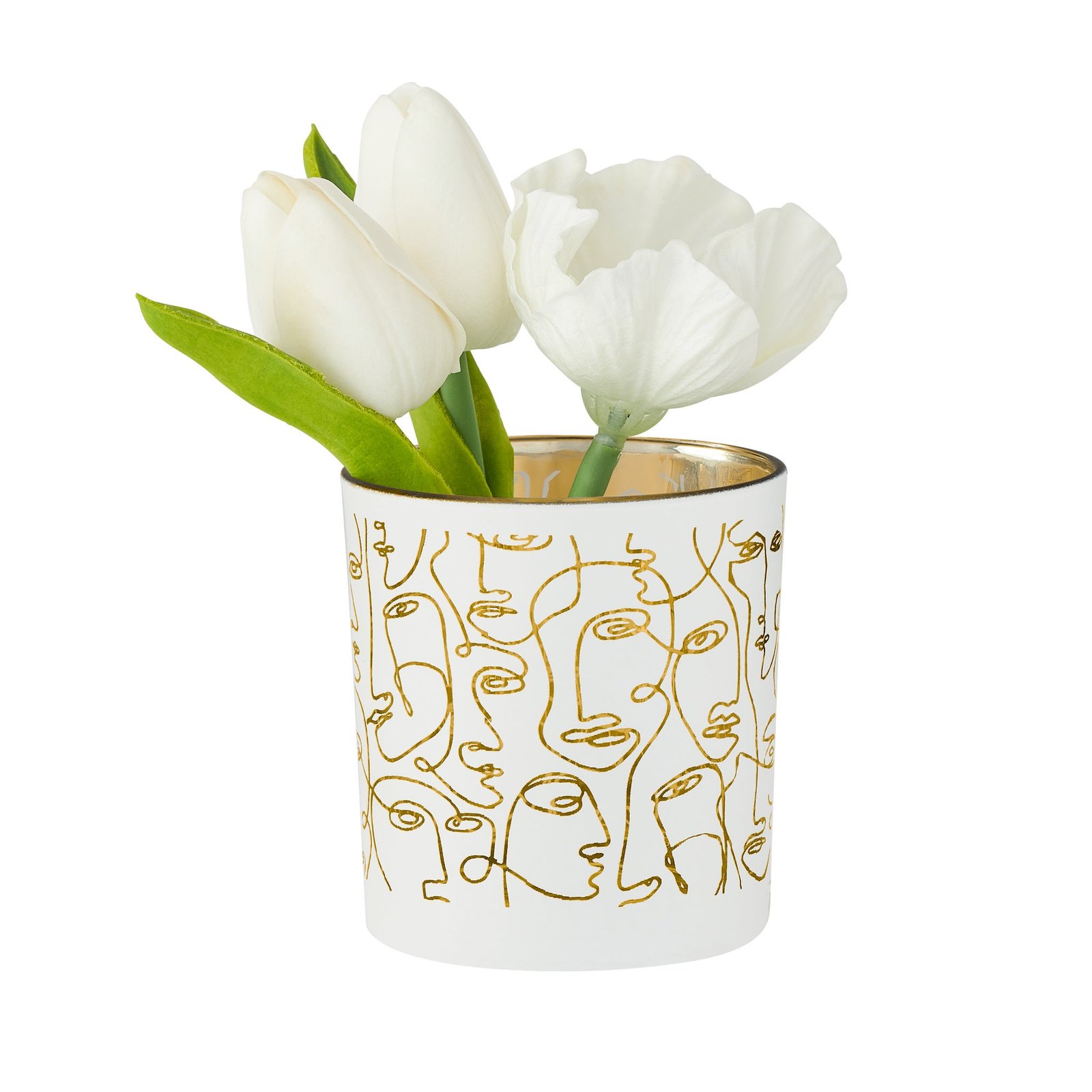 Linear Abstract Face 3x3" Glass Hurricane Vase - White - Image 8