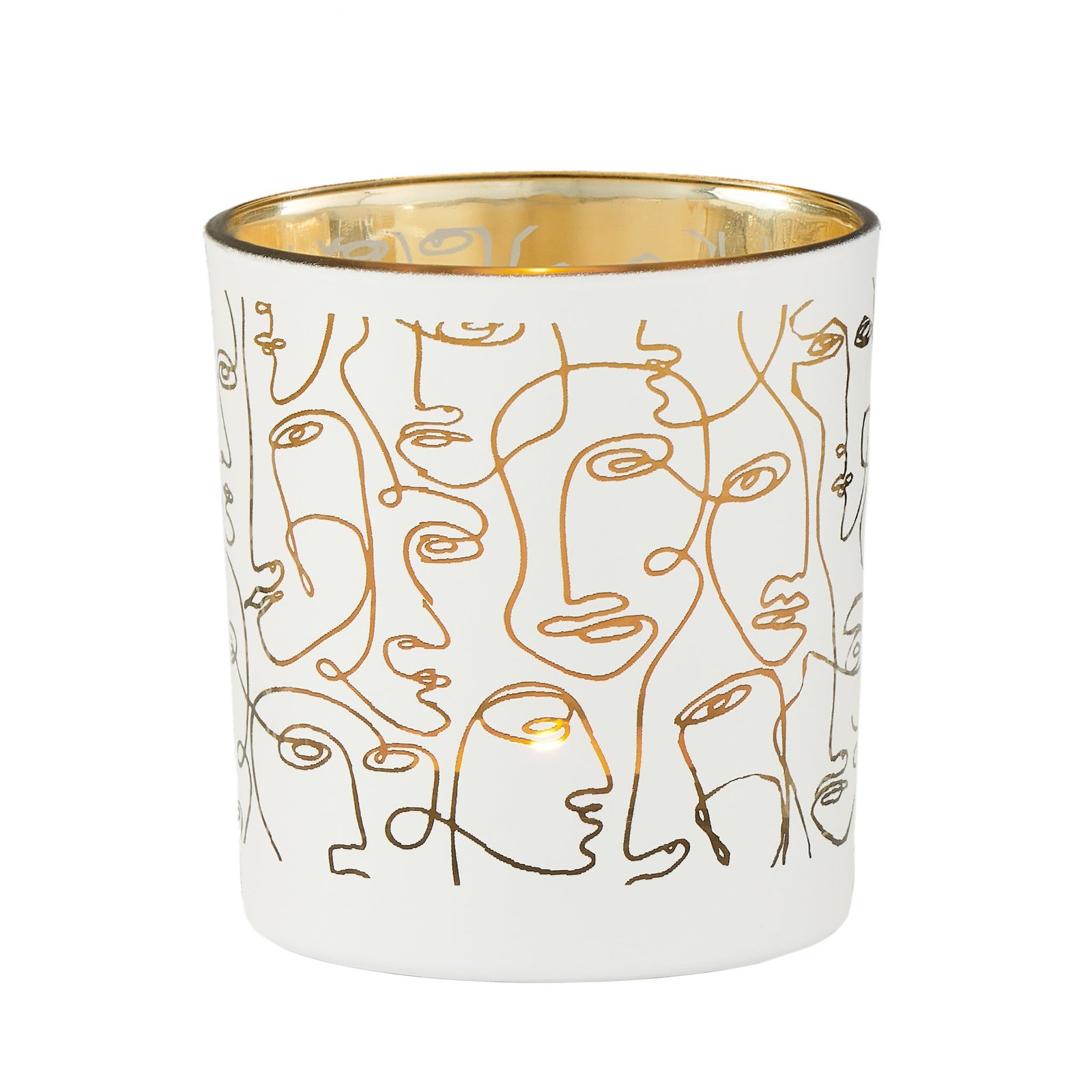 Linear Abstract Face 3x3" Glass Hurricane Vase - White - Image 9