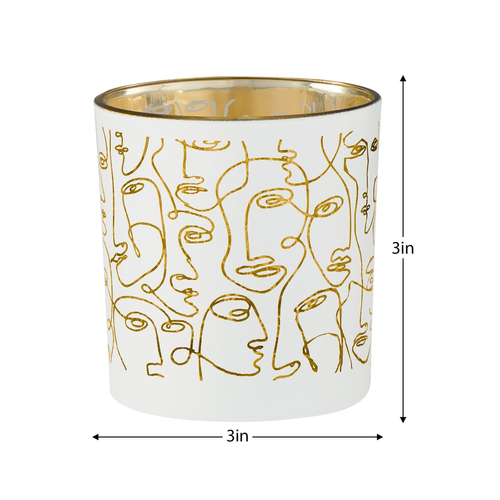 Linear Abstract Face 3x3" Glass Hurricane Vase - White - Image 10