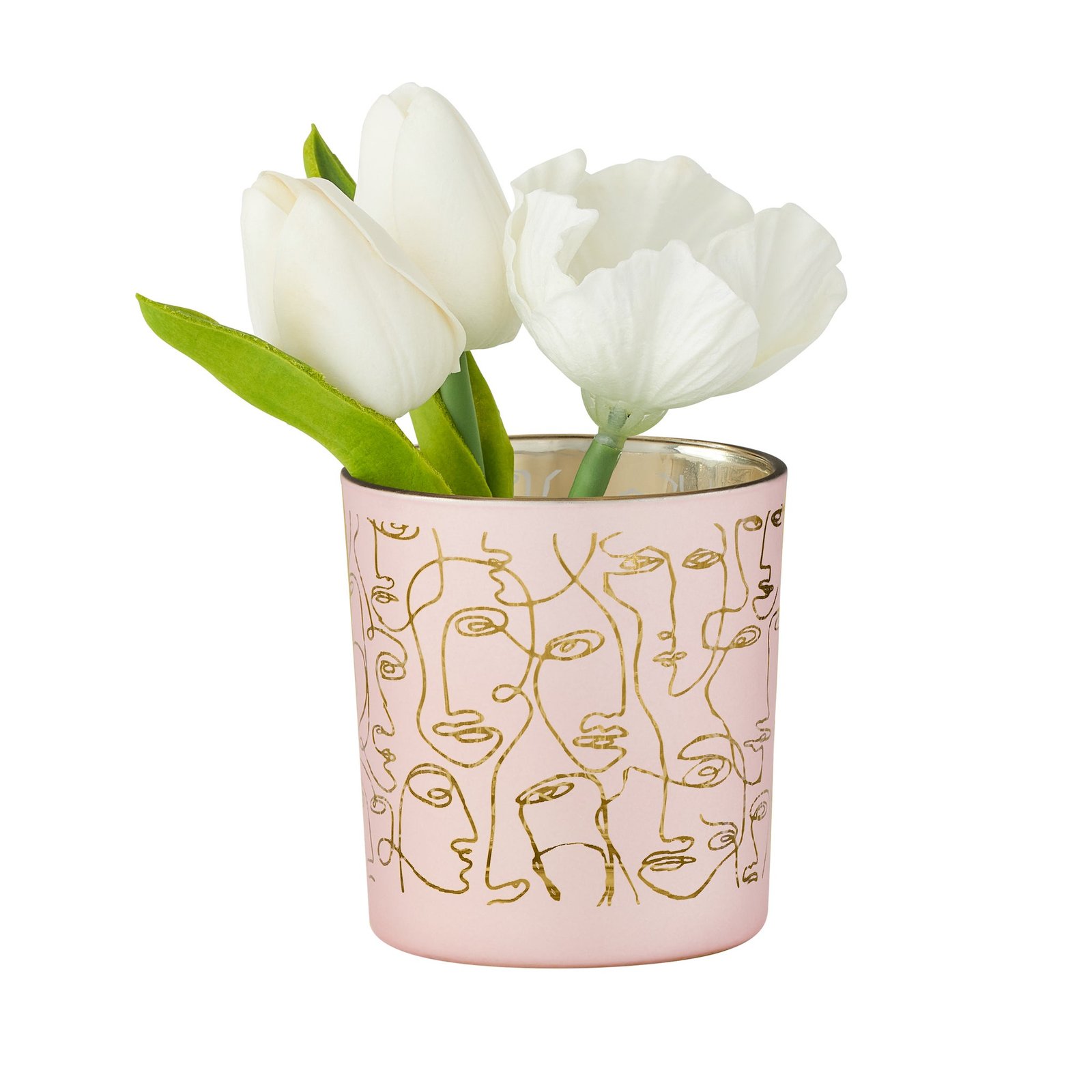 Linear Abstract Face 3x3" Glass Hurricane Vase - Pink - Image 8