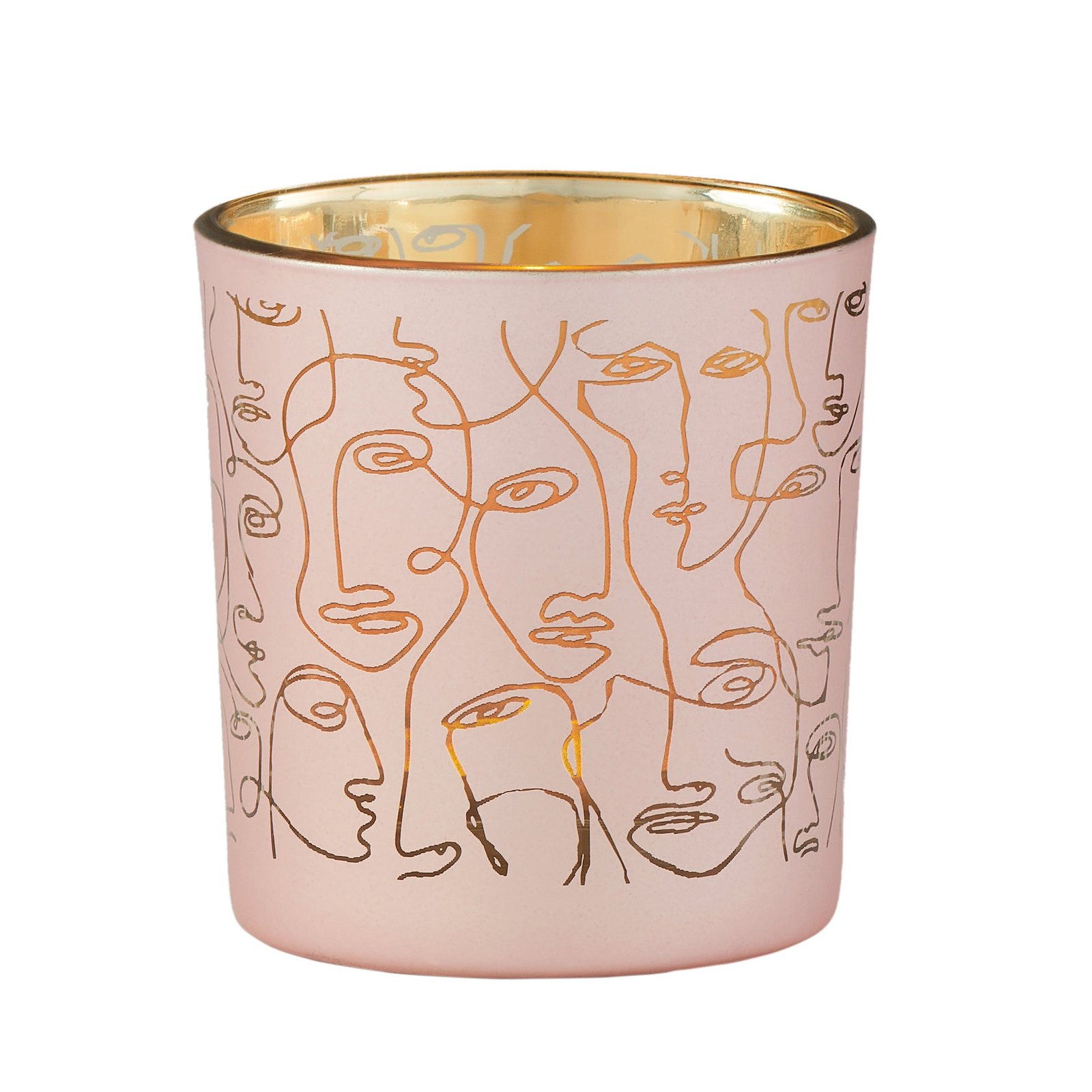 Linear Abstract Face 3x3" Glass Hurricane Vase - Pink - Image 9