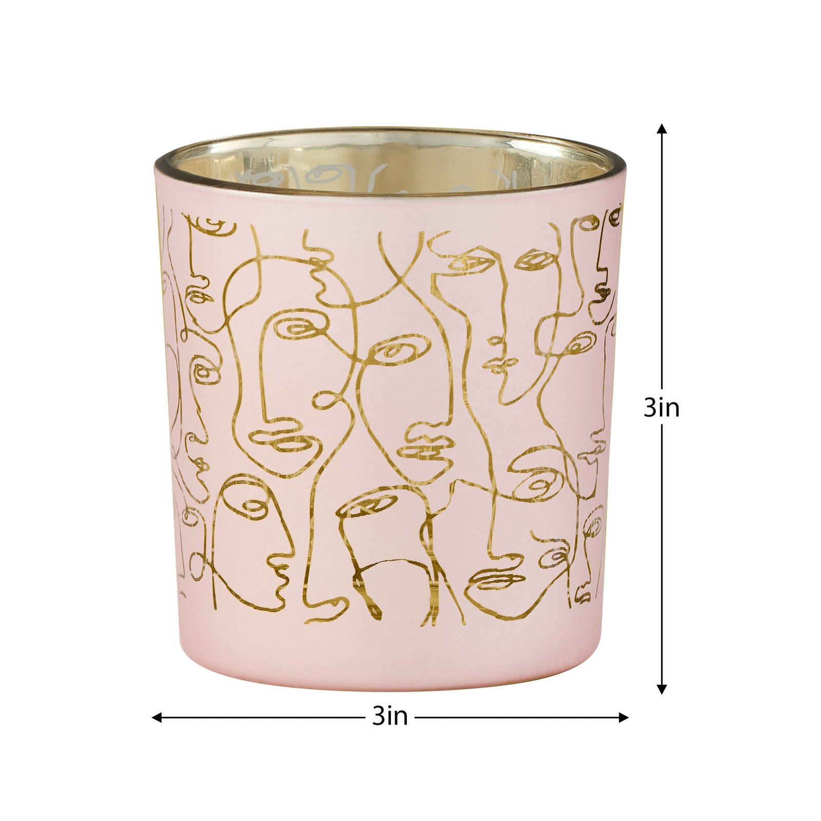 Linear Abstract Face 3x3" Glass Hurricane Vase - Pink - Image 10