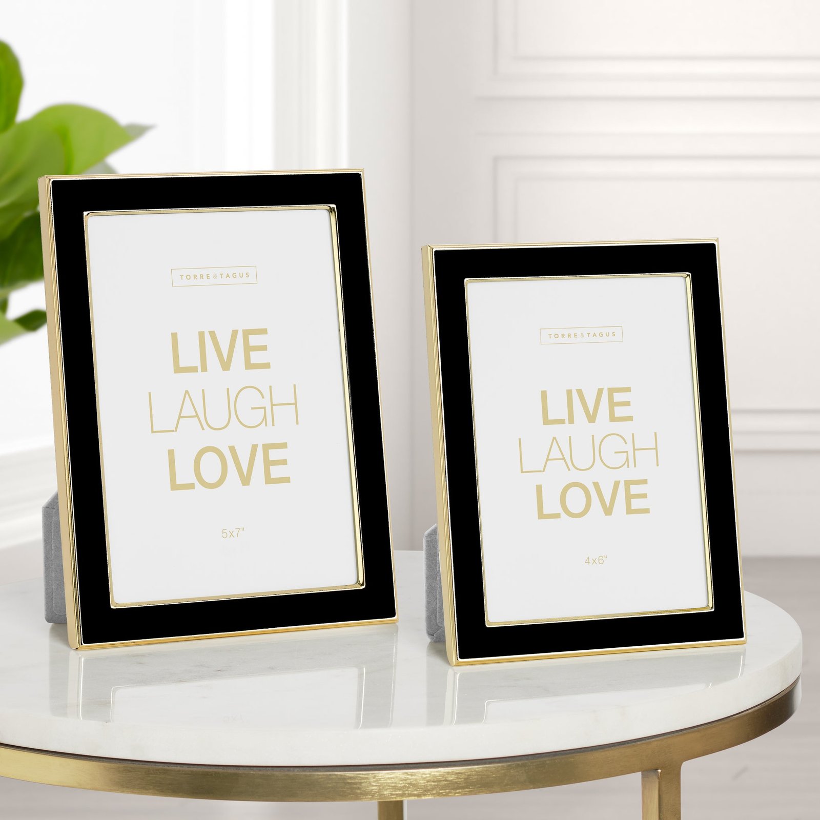 Banks Black Enamel Gold Trim Metal 5x7" Photo Frame - Image 5
