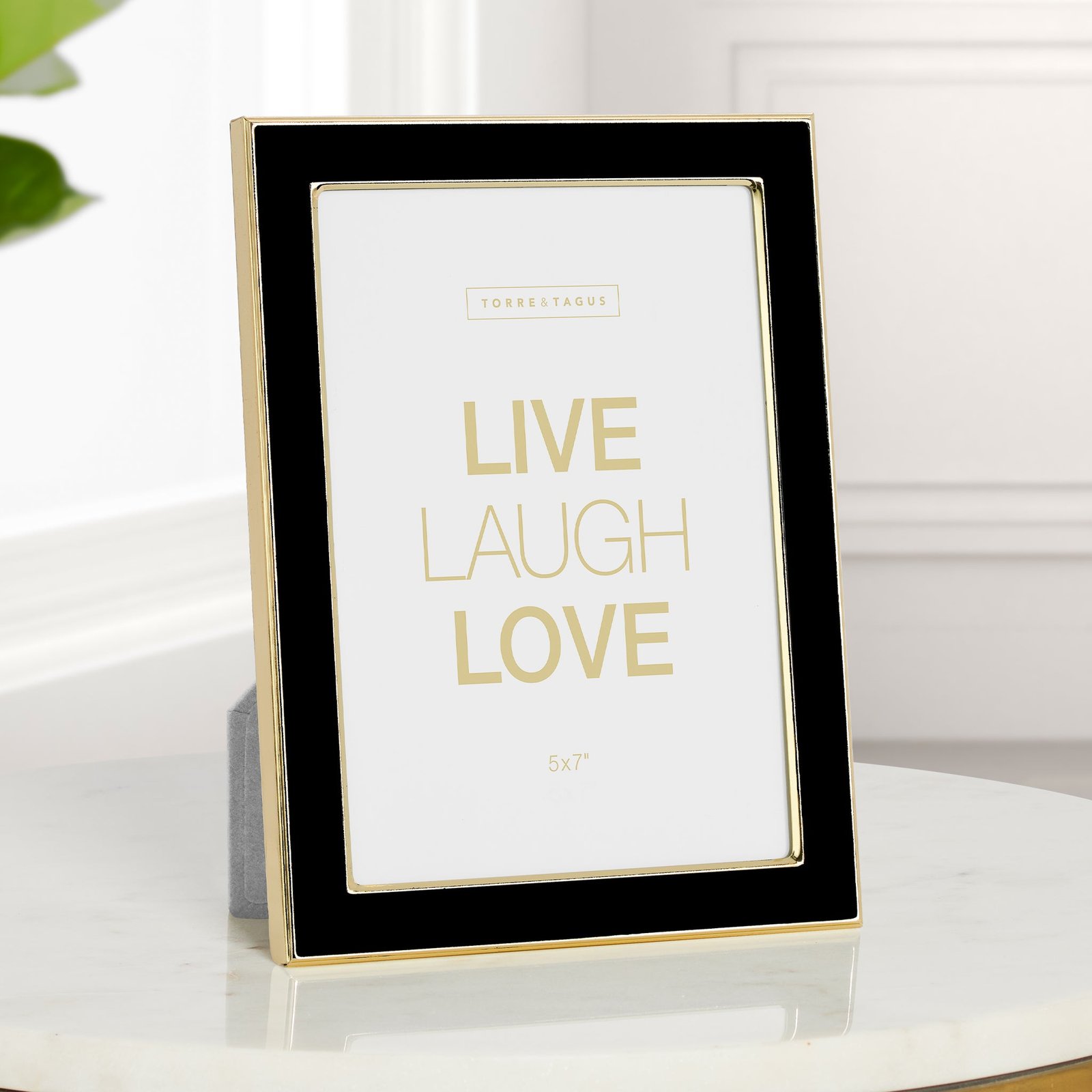 Banks Black Enamel Gold Trim Metal 5x7" Photo Frame