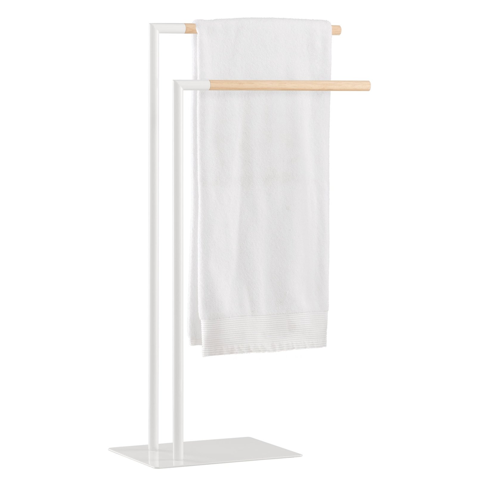 Avia Rubberwood & White Metal 2 Tier Towel Stand - Image 6