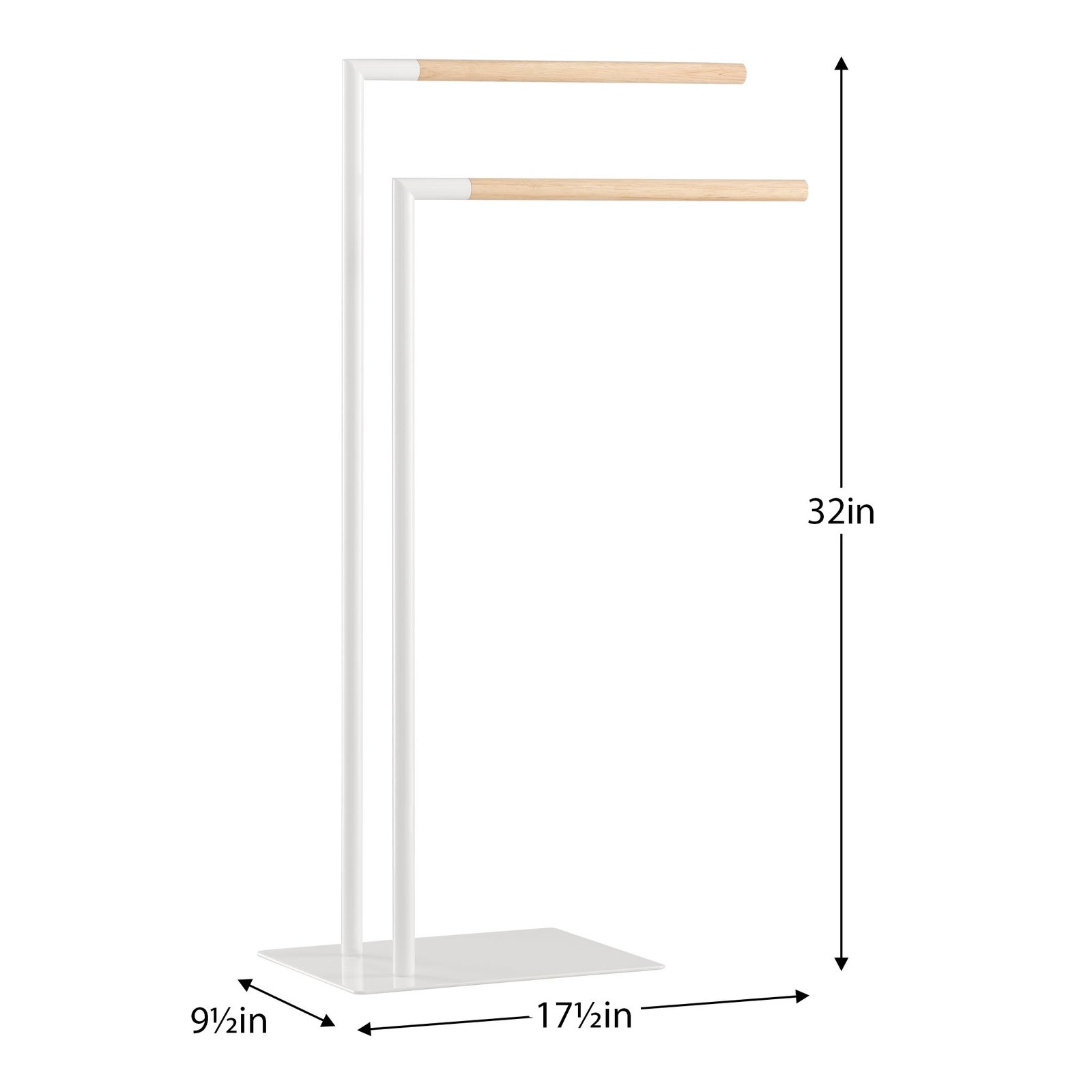 Avia Rubberwood & White Metal 2 Tier Towel Stand - Image 3