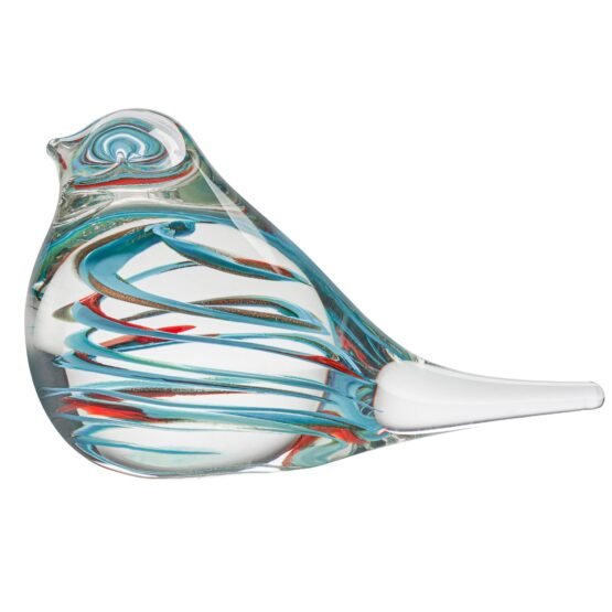 Bird Glass Paperweight 4 Inch Tall Decor - Clear/Blue Swirl - Image 8
