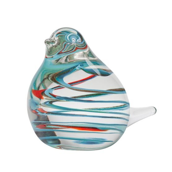 Bird Glass Paperweight 4 Inch Tall Decor - Clear/Blue Swirl - Image 9