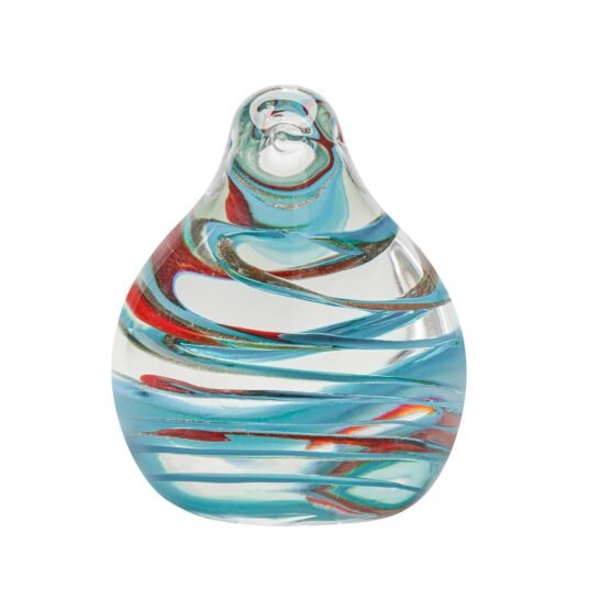 Bird Glass Paperweight 4 Inch Tall Decor - Clear/Blue Swirl - Image 10