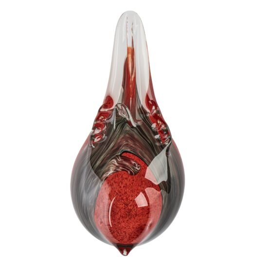 Bird Glass Paperweight 3 Inch Tall Decor - Red/Black - Image 3