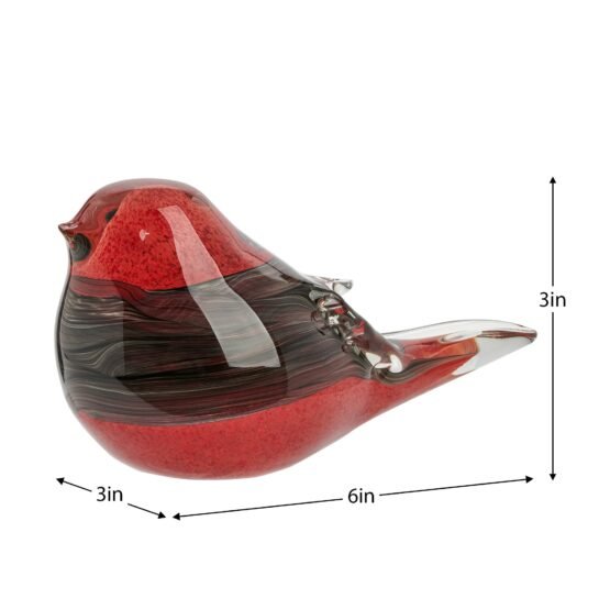 Bird Glass Paperweight 3 Inch Tall Decor - Red/Black - Image 4
