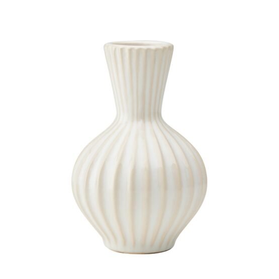 Anna Tall Gourd 6.25 Inch Tall Reactive White Glaze Ceramic Vase