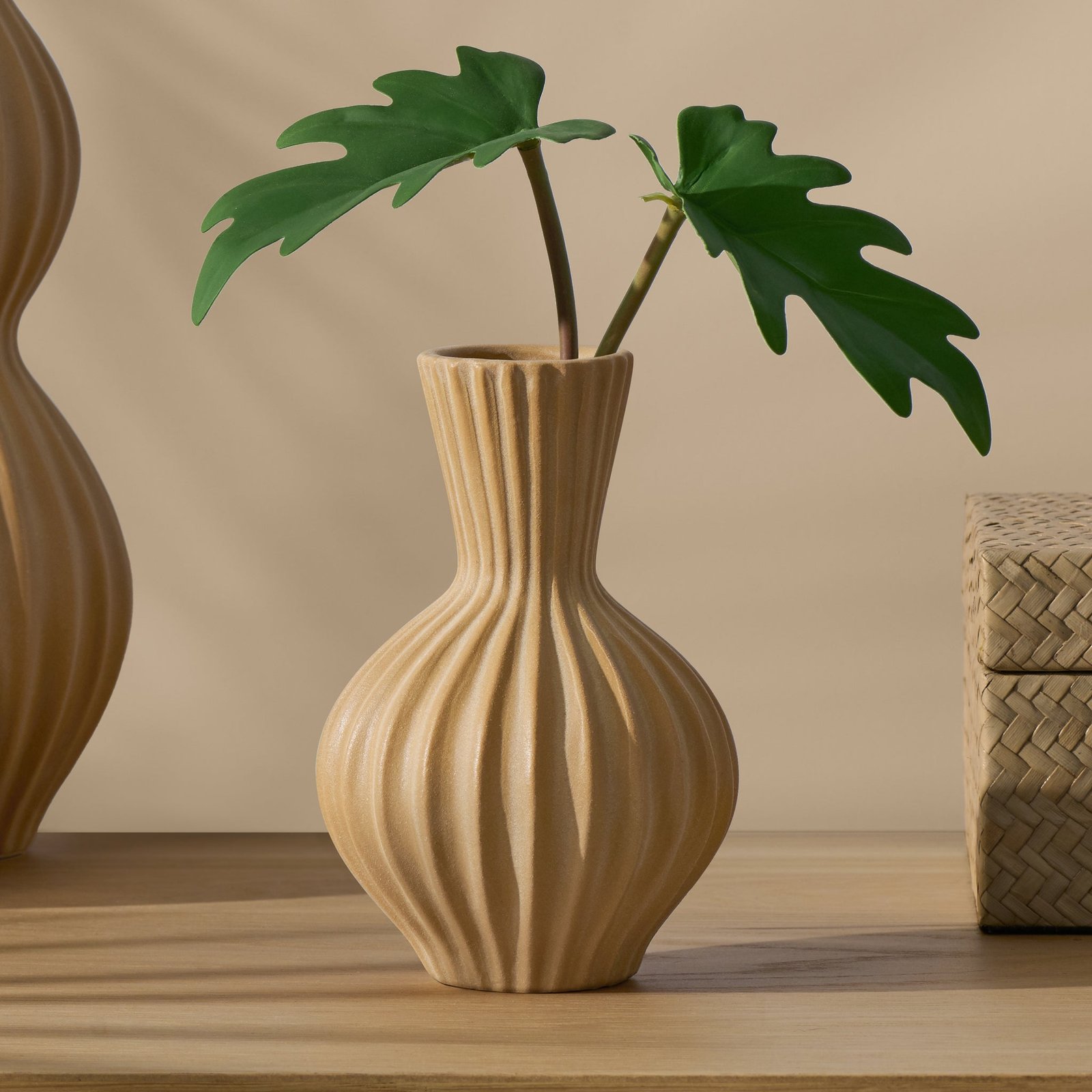 Anna Tall Gourd 6.25 Inch Tall Sandstone Glaze Ceramic Vase - Image 7