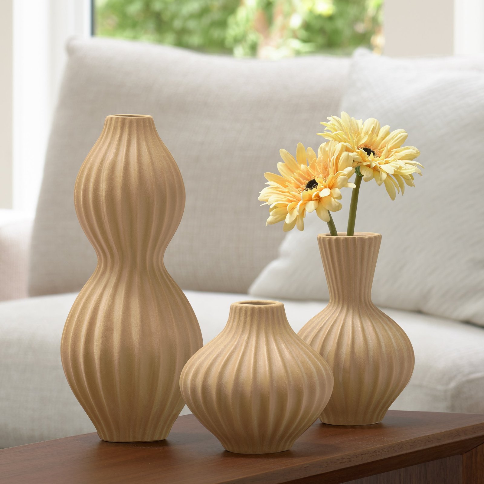 Anna Tall Gourd 6.25 Inch Tall Sandstone Glaze Ceramic Vase - Image 4