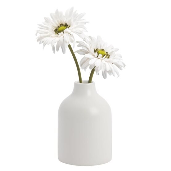 Komi 5.5 Inch Tall Ceramic Bottle Vase - White - Image 6