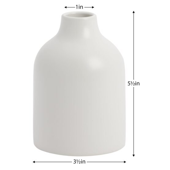 Komi 5.5 Inch Tall Ceramic Bottle Vase - White - Image 2