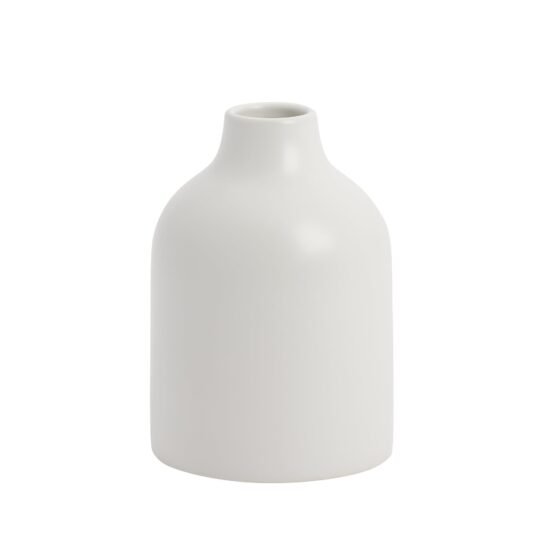 Komi 5.5 Inch Tall Ceramic Bottle Vase - White