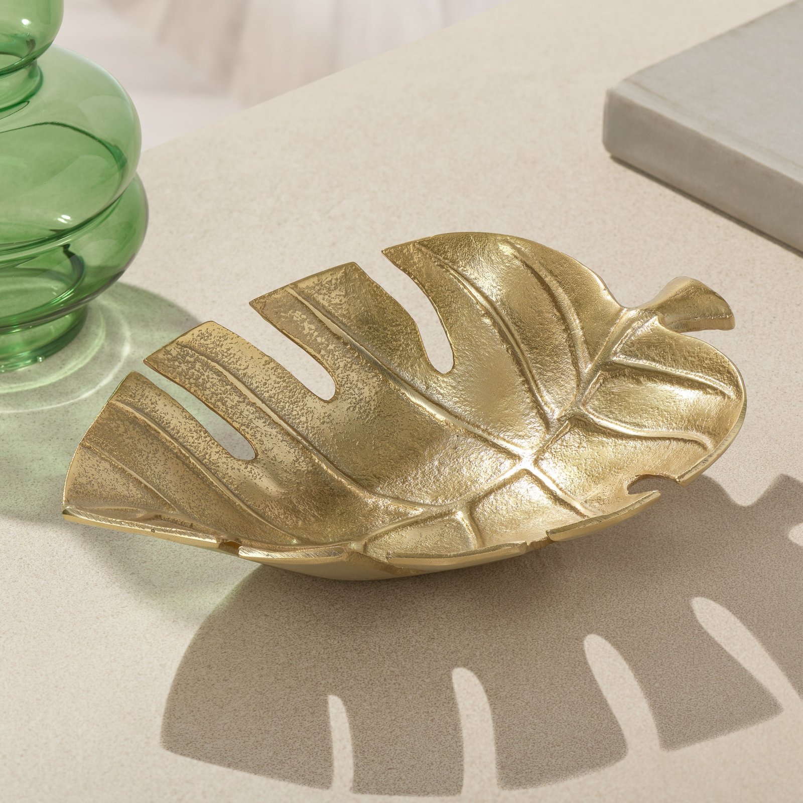Monstera Leaf 11.5L Aluminum Decor Bowl - Gold