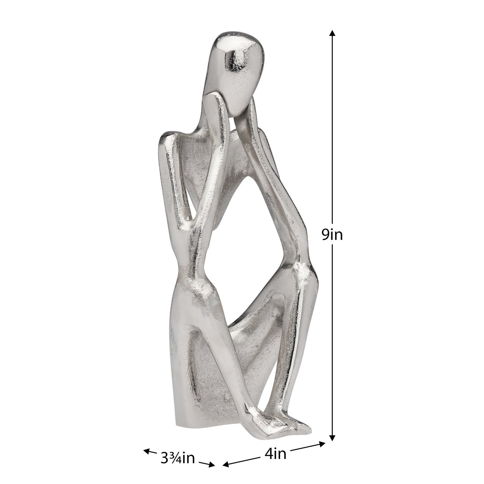 Pensive Figure 9h" Aluminum Decor Sculpture - 2 Knees Up - Image 4