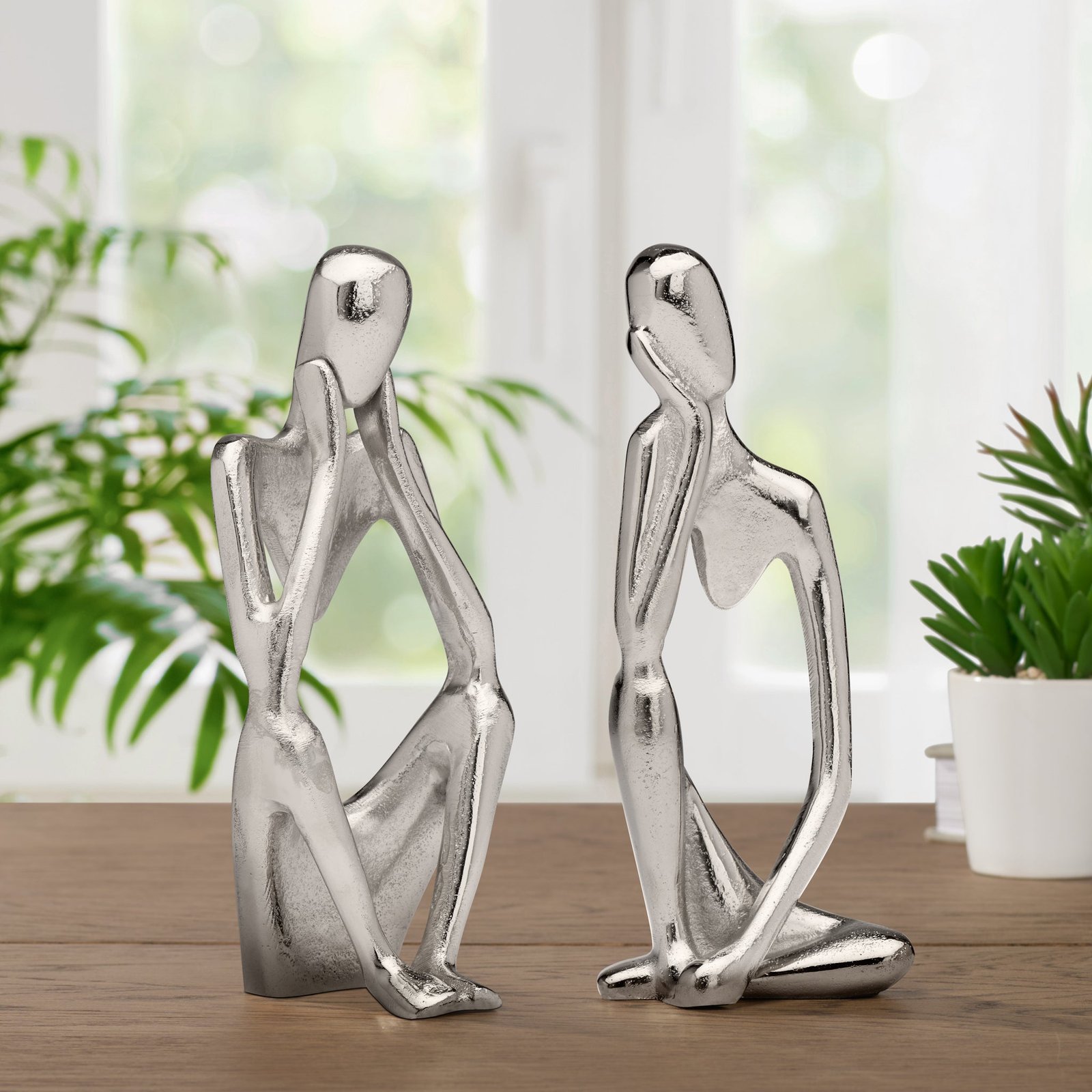 Pensive Figure 9h" Aluminum Decor Sculpture - 2 Knees Up - Image 5