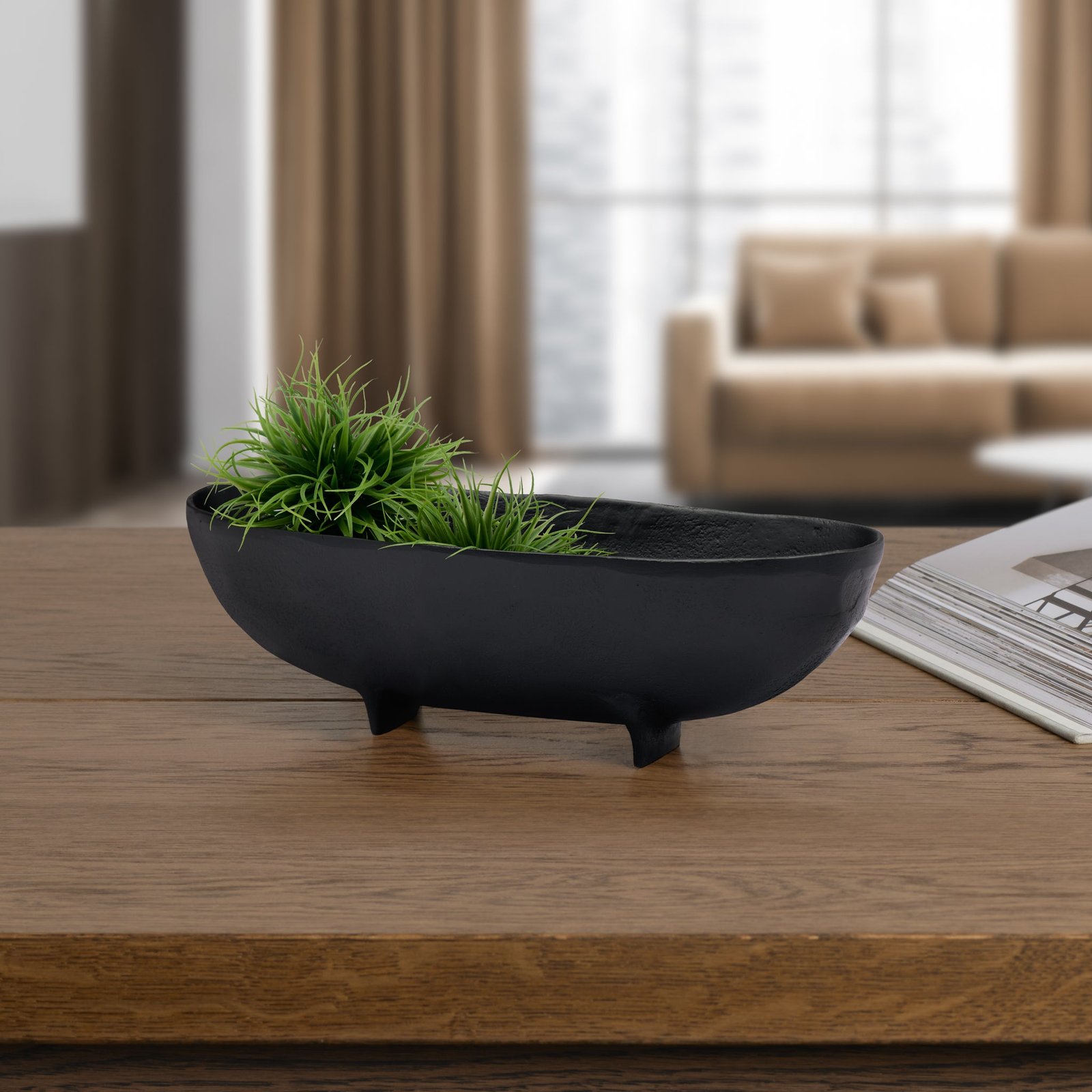 Talua 11.5L” Black Aluminum Footed Boat Bowl