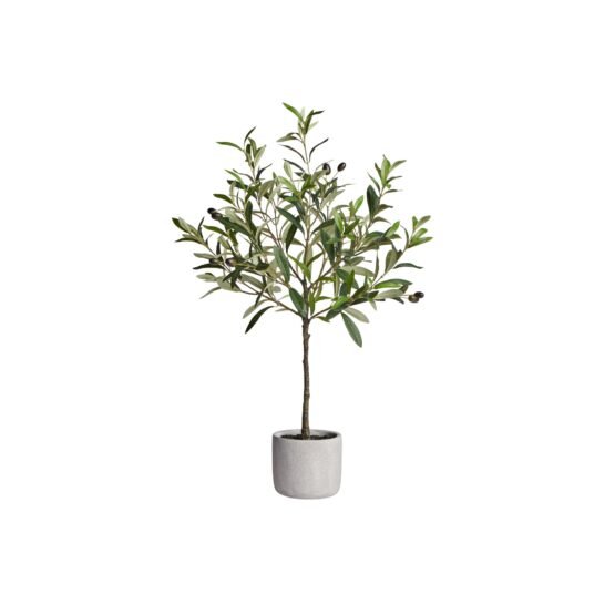 Olive Tree 28 Inch Tall Cement Potted Faux Plant - Image 4