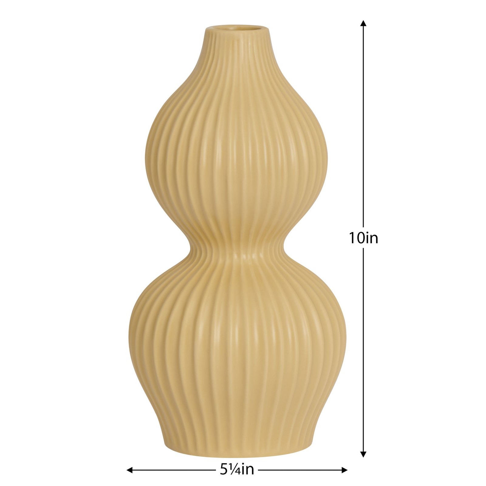 Sophia Double Gourd 10 Inch Tall Yellow Ceramic Vase - Image 3