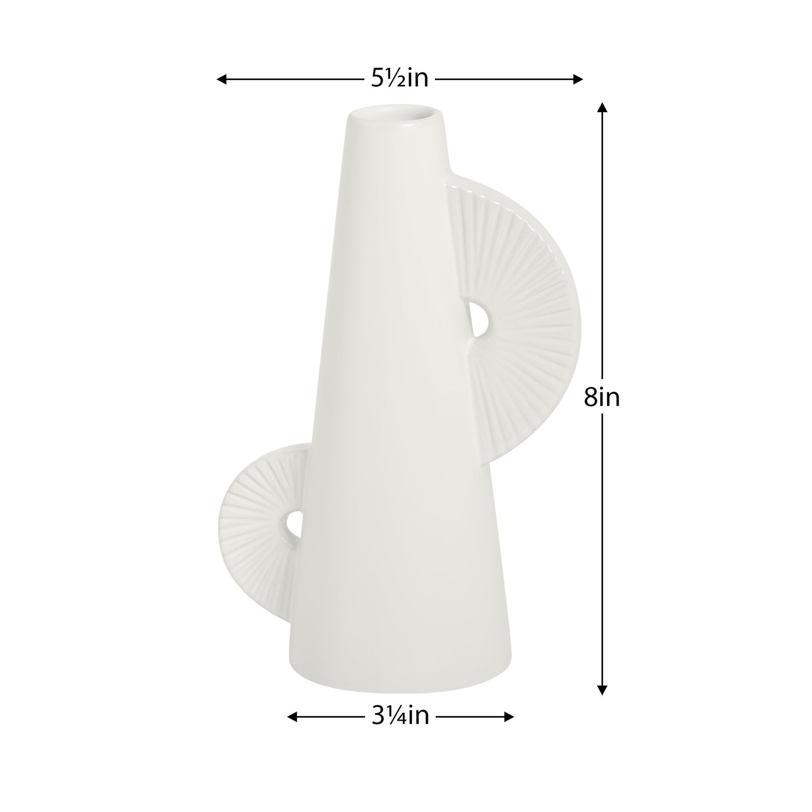 Calypso Two Tone 8h" White Ceramic Tapered Vase - Image 3