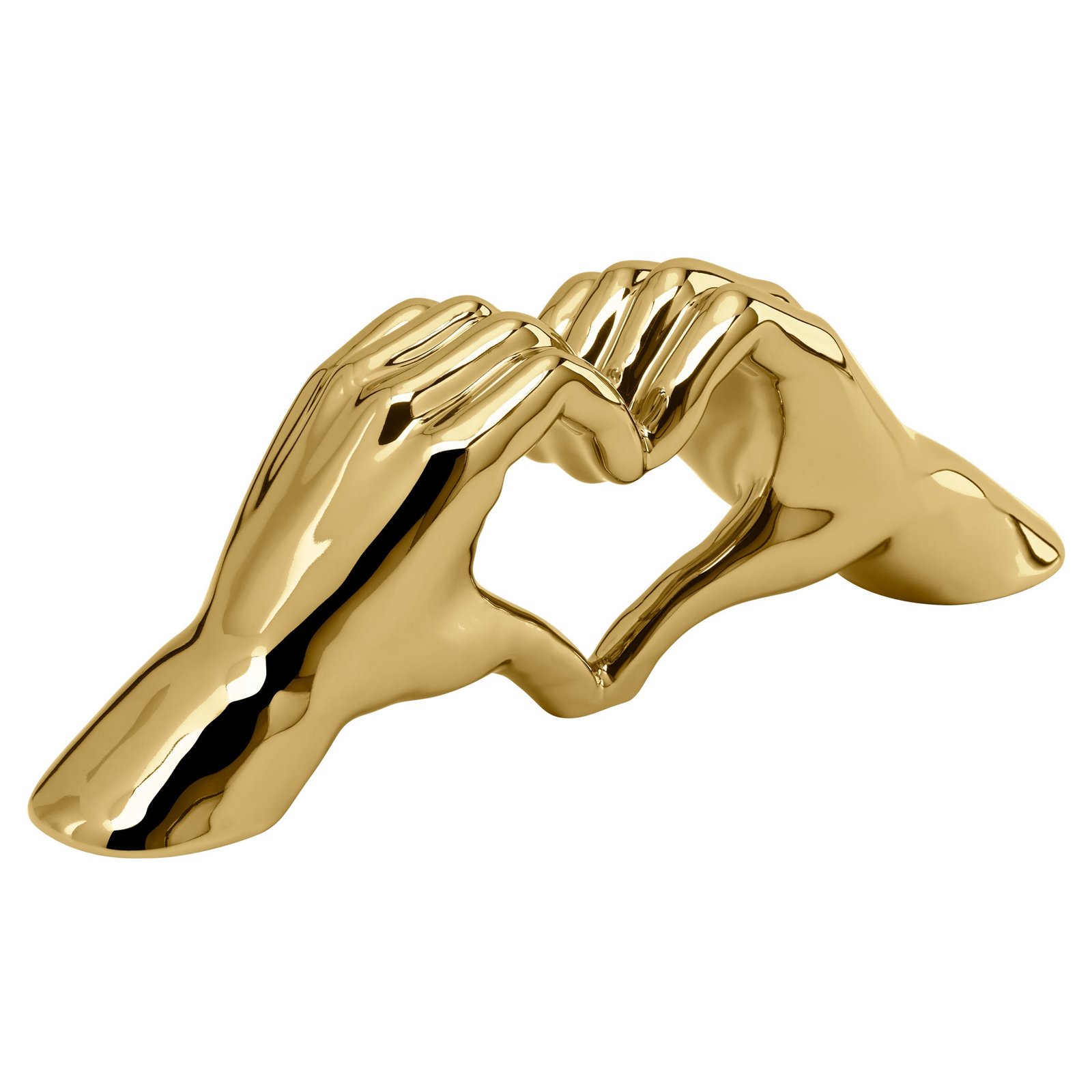 Love Gesture Hand 12L” Ceramic Decor Sculpture - Gold Heart - Image 4