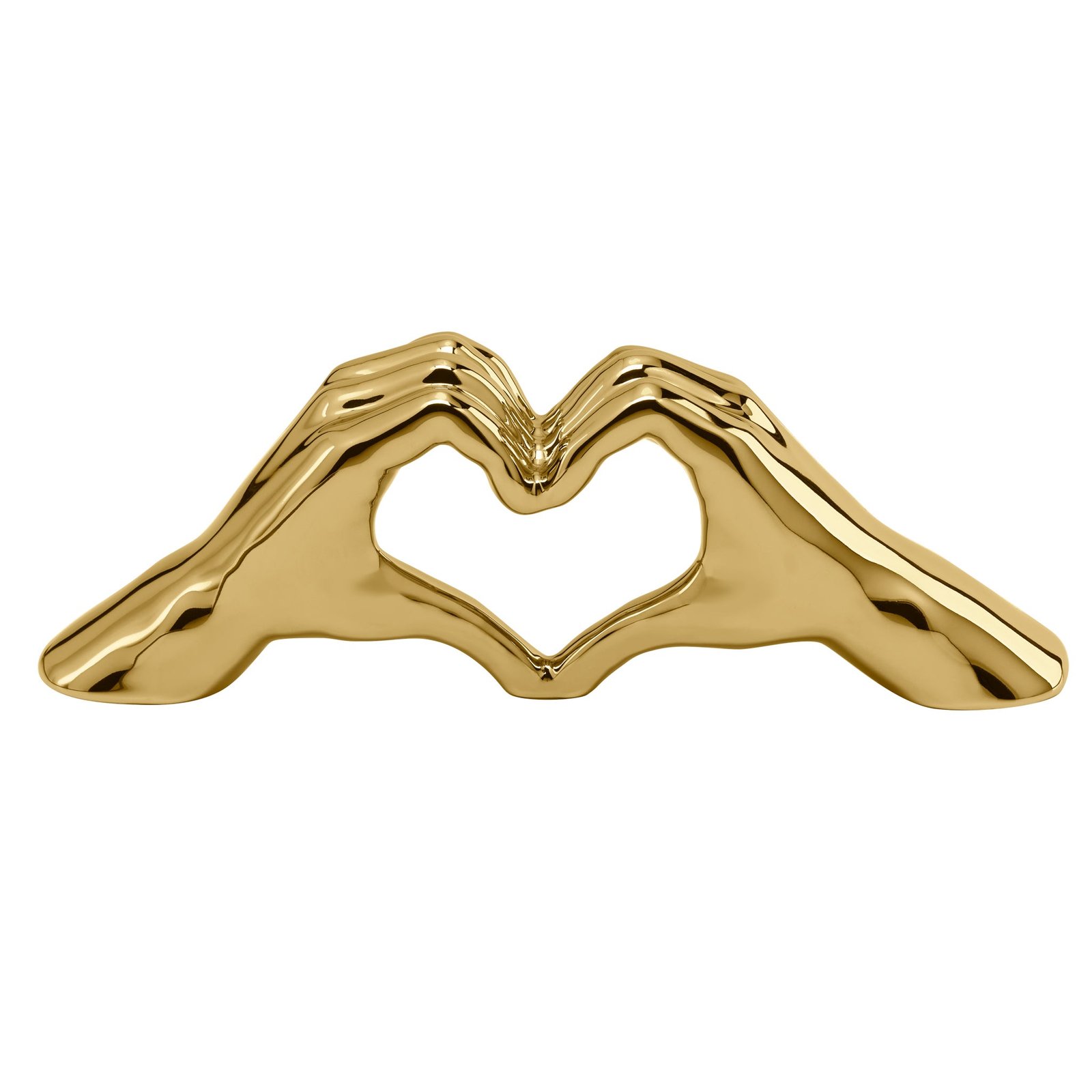 Love Gesture Hand 12L” Ceramic Decor Sculpture - Gold Heart - Image 2