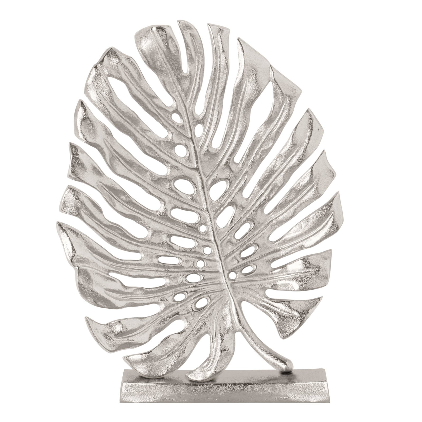 Lux Monstera Leaf 15h" Raw Nickel Aluminum Decor Sculpture on Base - Metro  Element