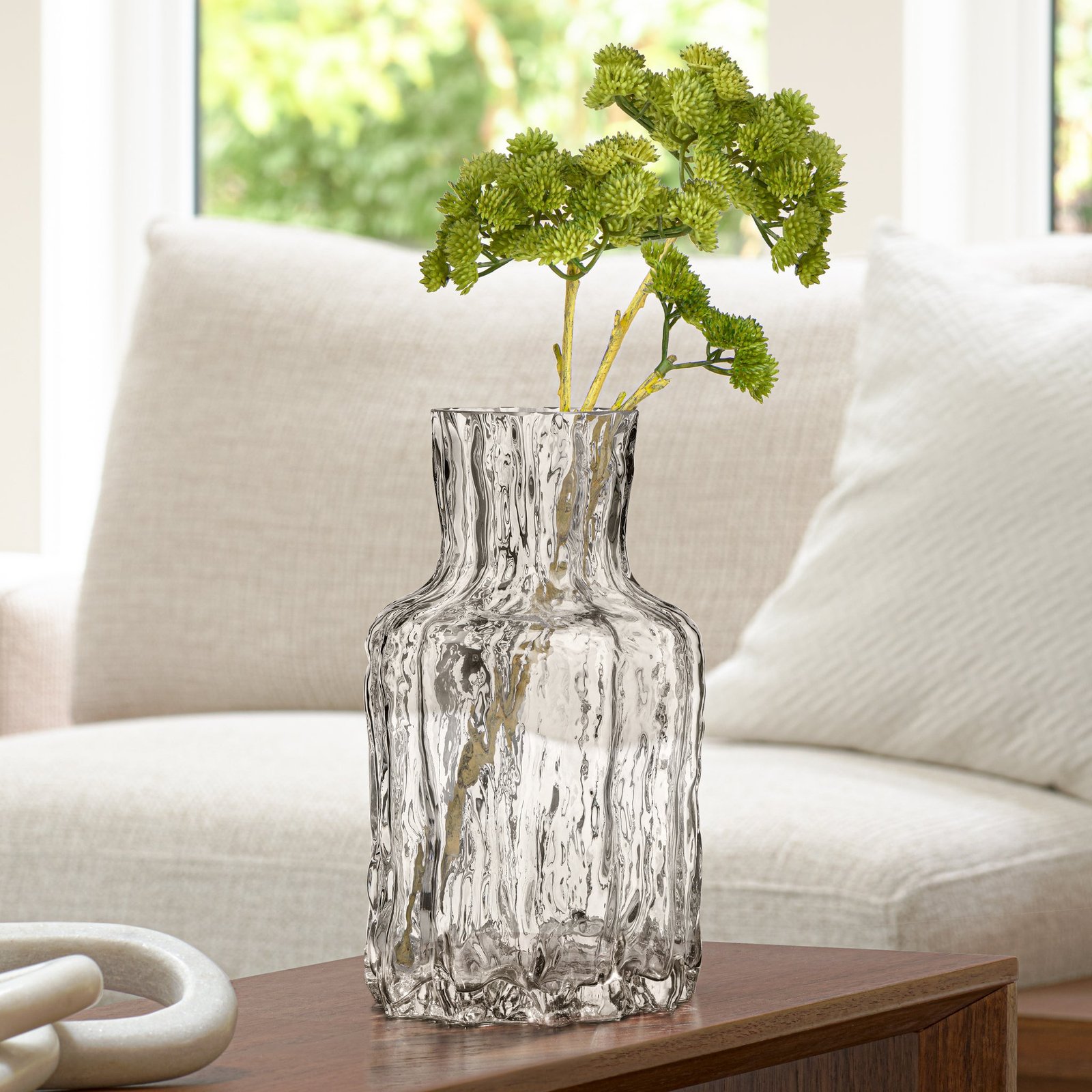 Canyon 9 Inch Tall Glass Flask Vase - Clear - Image 5