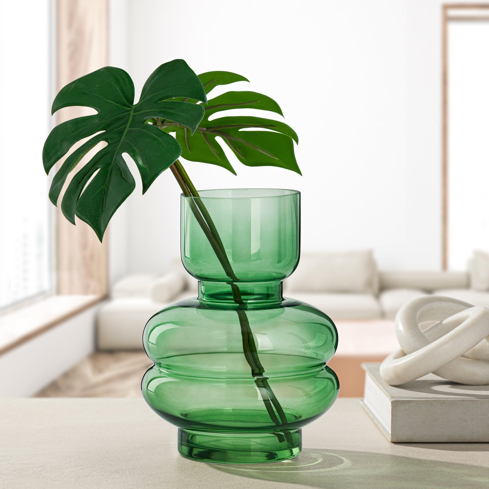Riva Multi Bulb Green Glass 8 Inch Tall Vase - Image 5