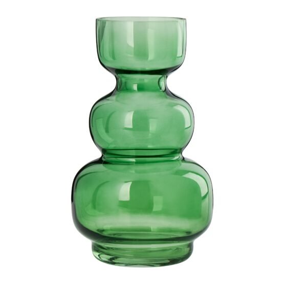 Riva Multi Bulb Green Glass 9.5 Inch Tall Vase