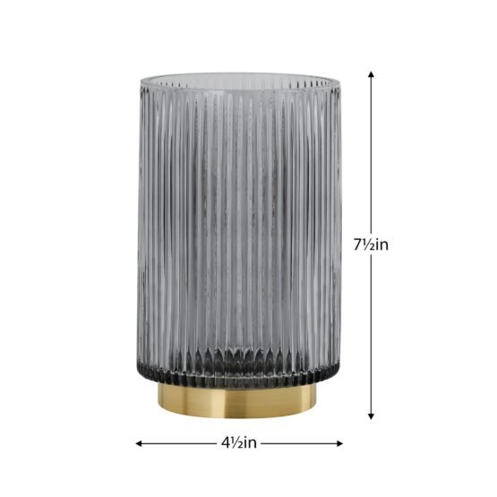 Adele Gold Base Smoke Glass 7.5 Inch Tall Cylinder Vase - Image 3