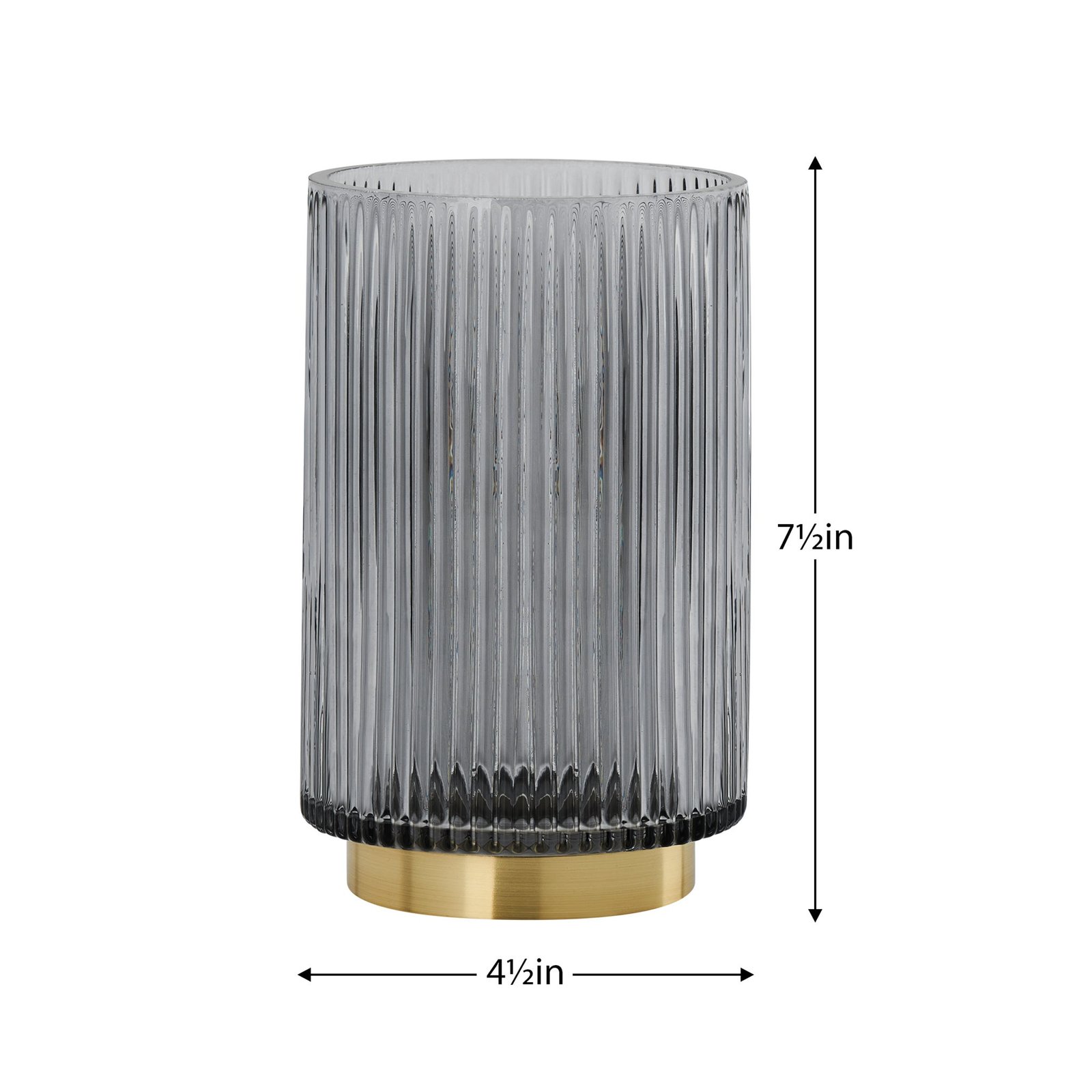 Adele Gold Base Smoke Glass 7.5 Inch Tall Cylinder Vase - Image 3