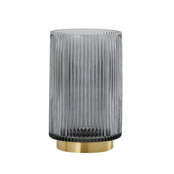 Adele Gold Base Smoke Glass 7.5 Inch Tall Cylinder Vase