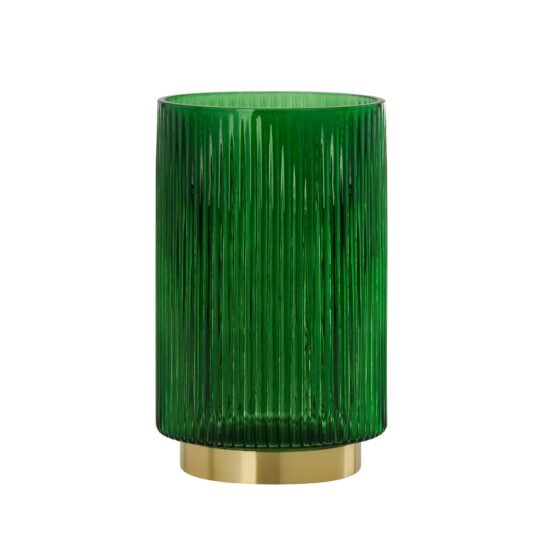 Adele Gold Base Green Glass 7.5 Inch Tall Cylinder Vase