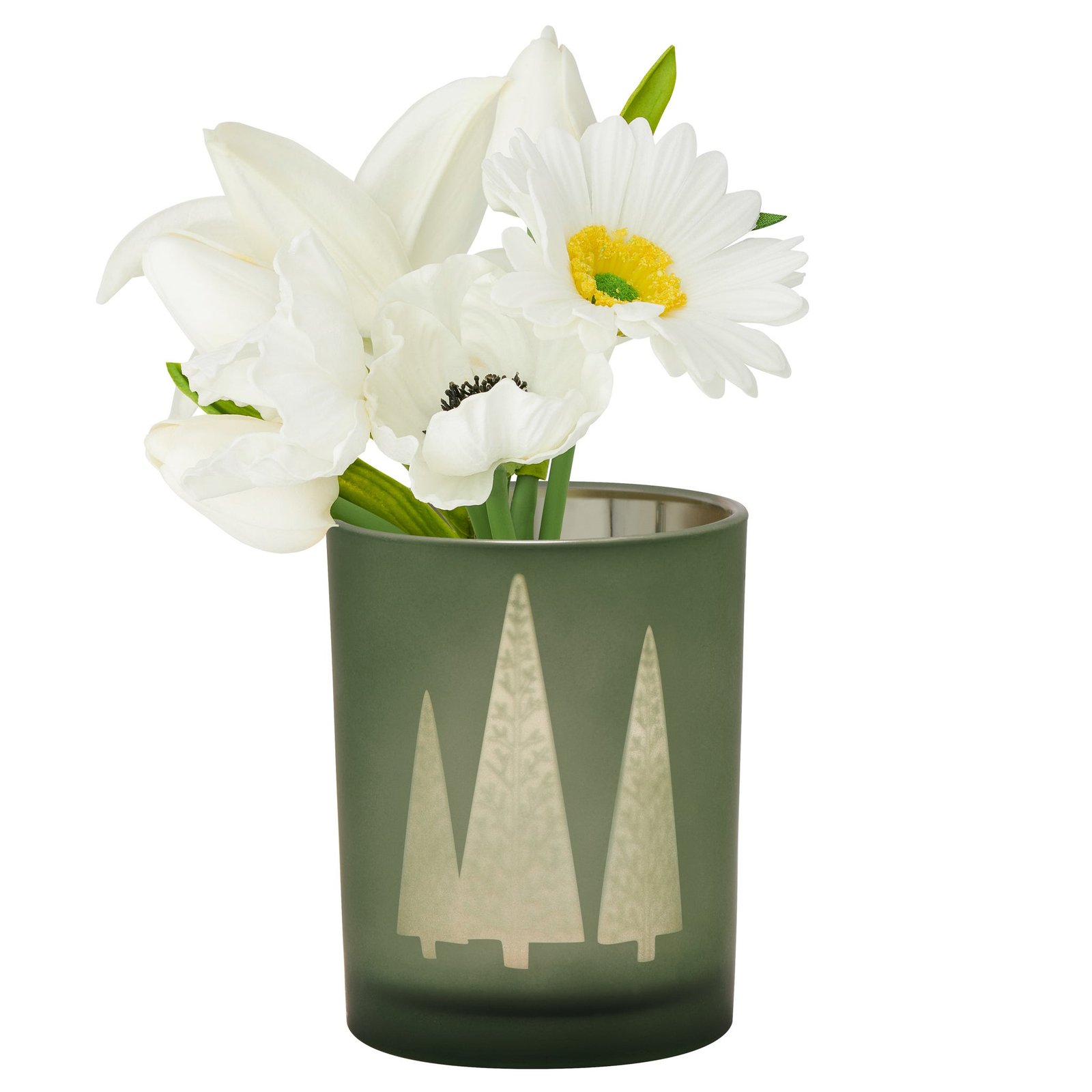 Green Mod Tree Gold Mirror 4x5" Glass Hurricane Vase - Image 7