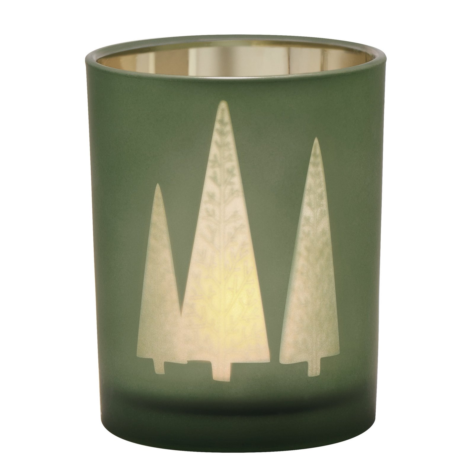 Green Mod Tree Gold Mirror 4x5" Glass Hurricane Vase - Image 8