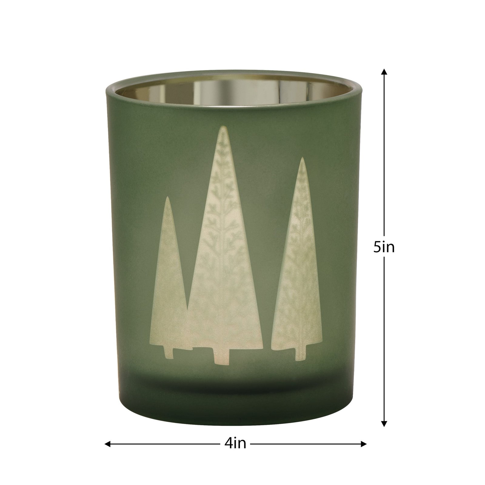 Green Mod Tree Gold Mirror 4x5" Glass Hurricane Vase - Image 2