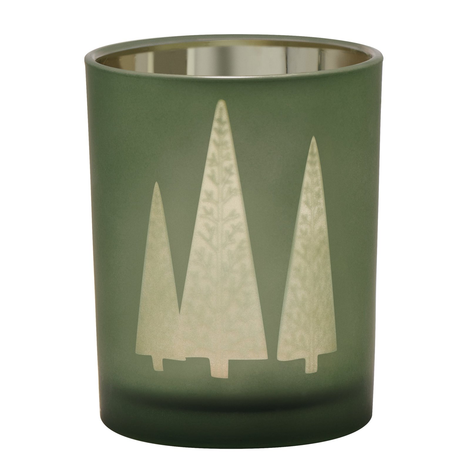 Green Mod Tree Gold Mirror 4x5" Glass Hurricane Vase