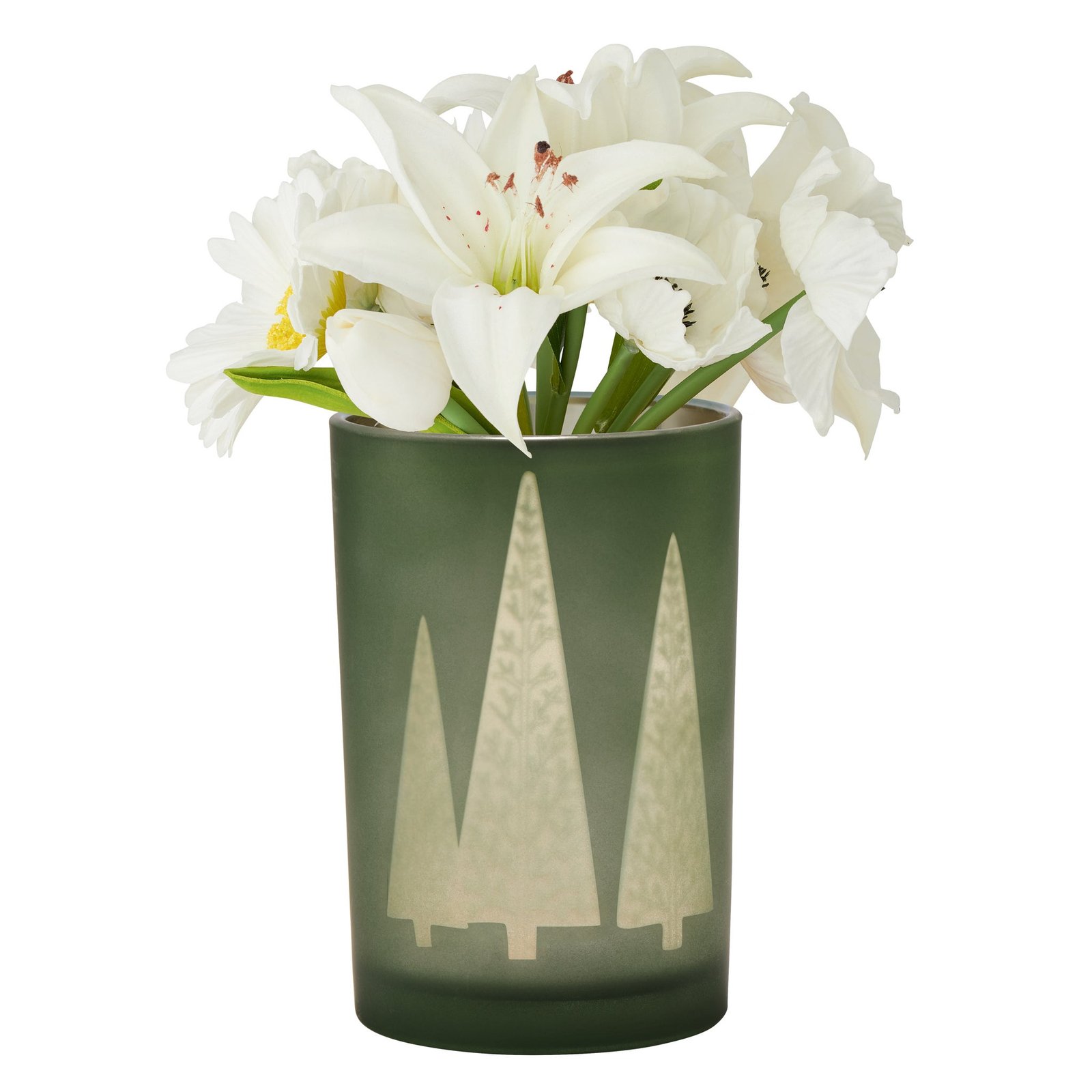 Green Mod Tree Gold Mirror 4.5x7 Inch Glass Hurricane Vase - Image 7