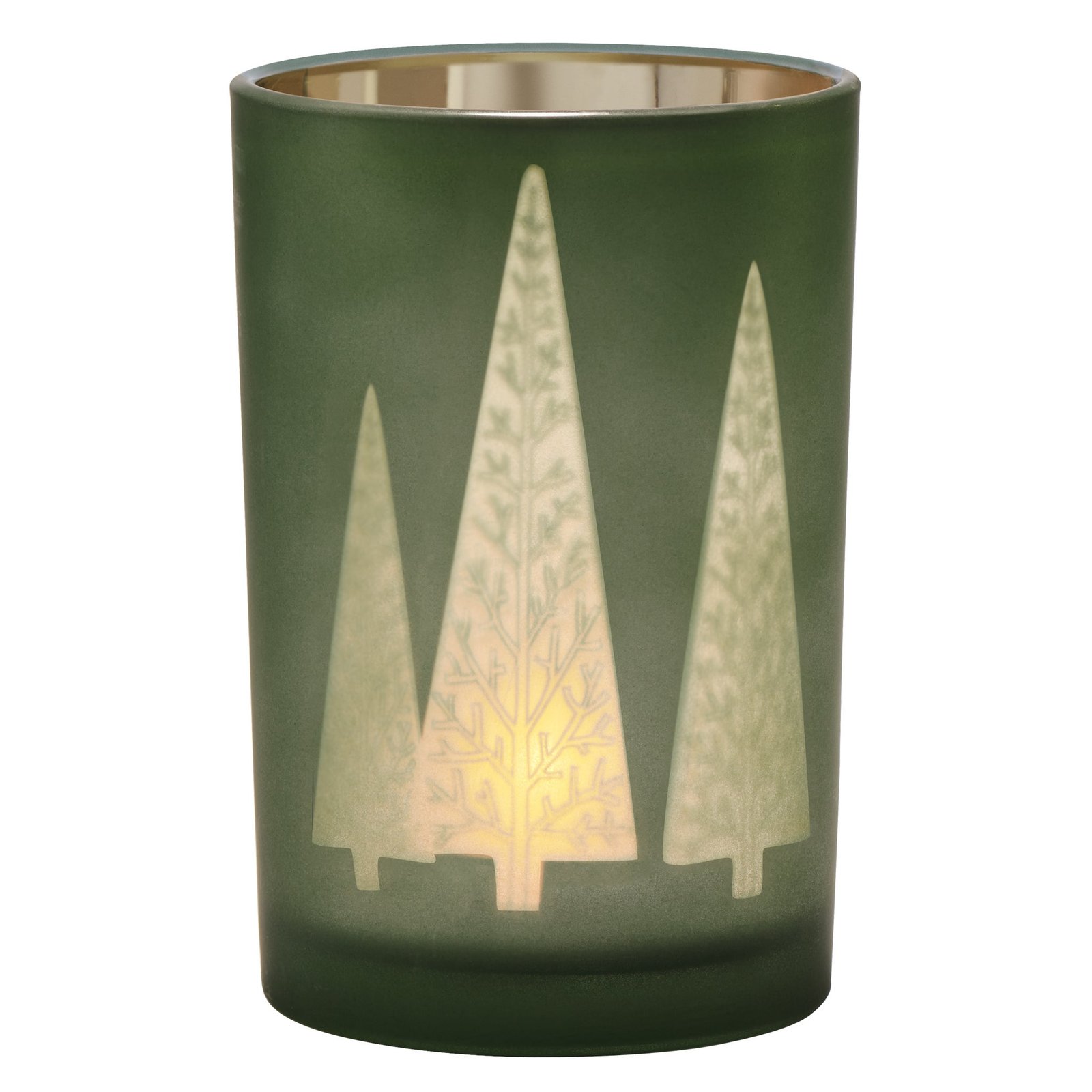Green Mod Tree Gold Mirror 4.5x7 Inch Glass Hurricane Vase - Image 8
